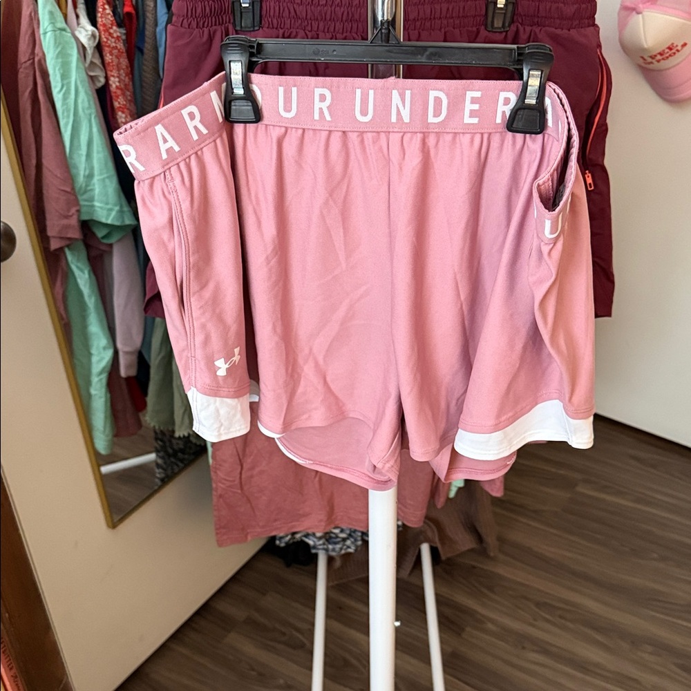 Under Armour Light Pink Shorts with White Trim